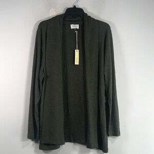 Korye Long Sleeve Open Front Cardigan, Women's Size XL - Olive Green